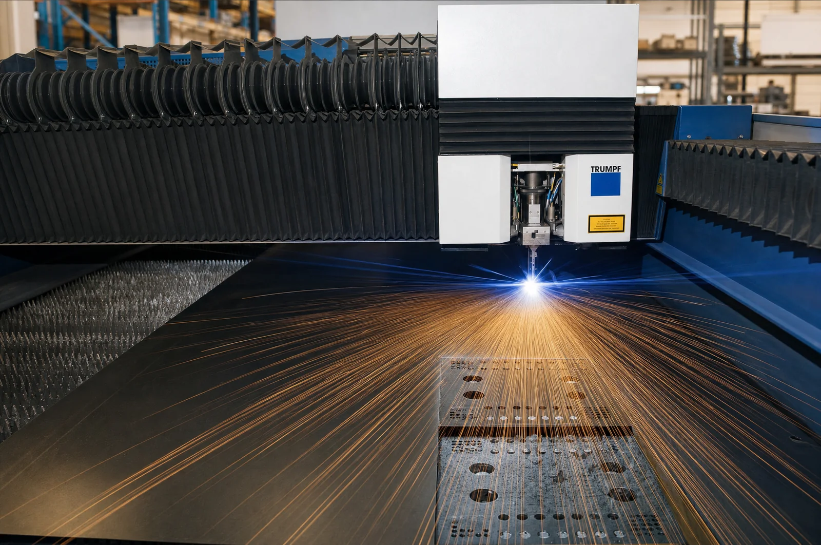 Laserschneiden – Trumpf-Laseranlage schneidet Blech bei Schoder in Langen