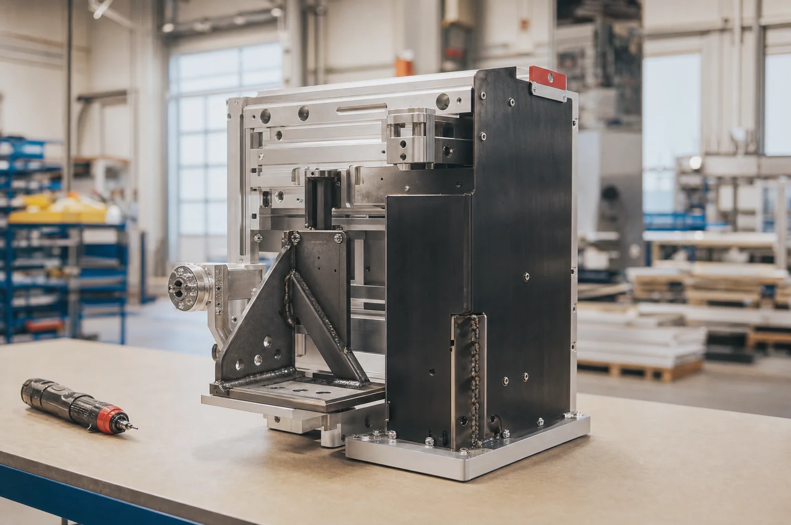CNC Frästeile – montierte Baugruppe aus Fräs-, Blech- und Schweißteilen bei Schoder in Langen