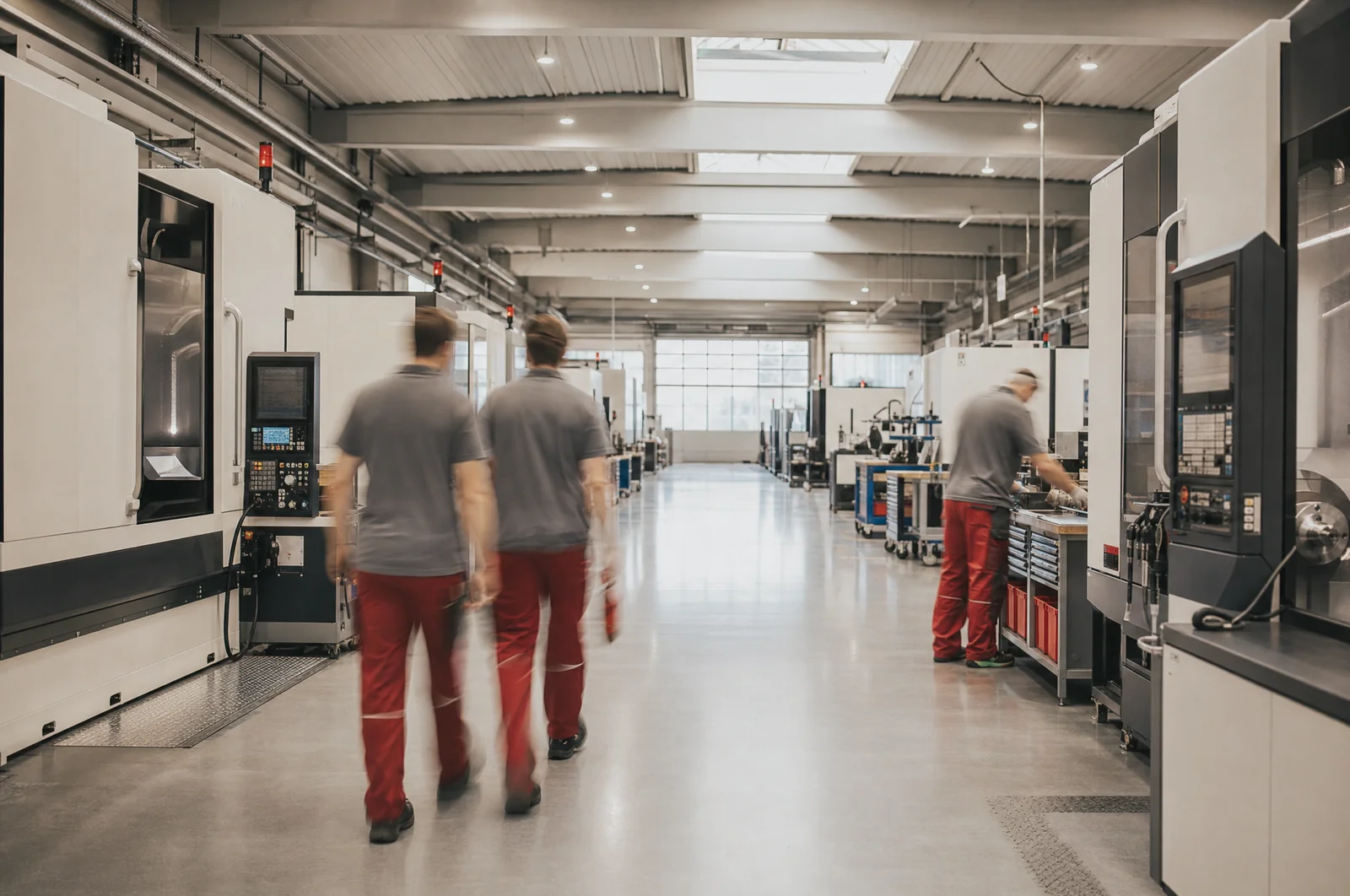Fertigungskompetenz – Produktionshalle mit Bearbeitungszentren bei Schoder in Langen